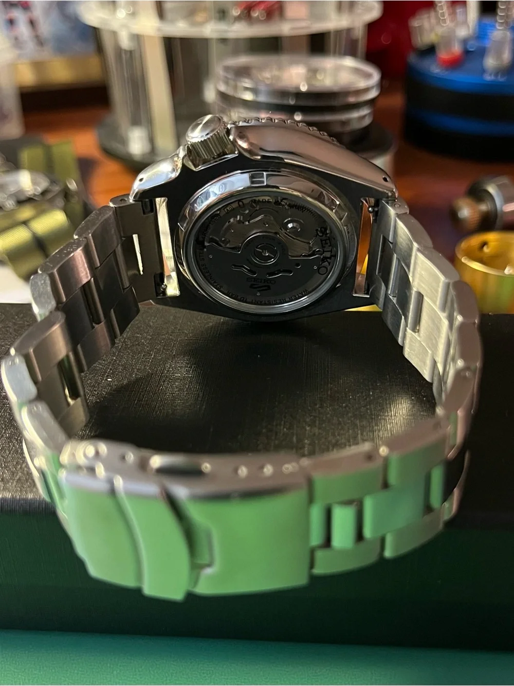 Automatic Diver Style Watch — Black Dial with Orange & black flat bezel